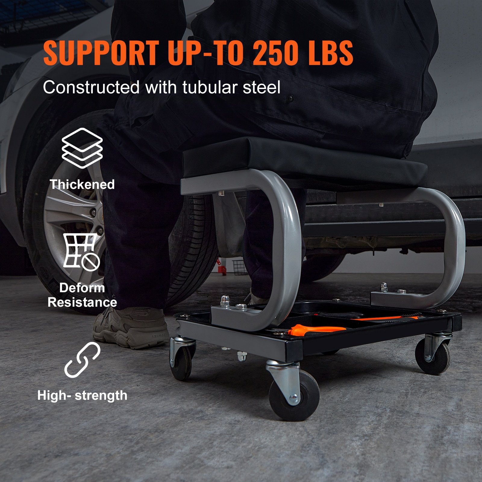 Mechanic Garage Seat With Tool Tray And Wheels For Workshop_voghion.com